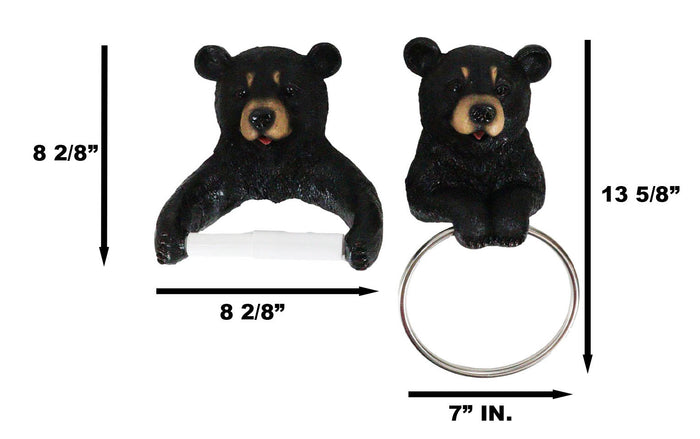 Ebros Gift Ebros Whimsical Black Bear Toilet Paper And Hand Towel Holder Set Bathroom Decor