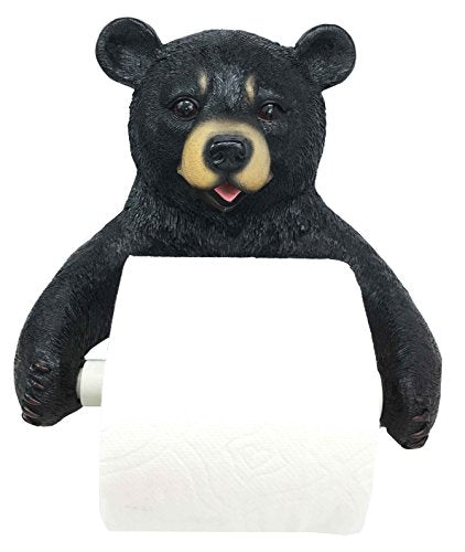 Ebros Gift Ebros Whimsical Black Bear Toilet Paper Holder Bathroom Wall Decoration 8.25"Tall