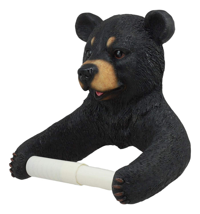 Ebros Gift Ebros Whimsical Black Bear Toilet Paper Holder Bathroom Wall Decoration 8.25"Tall