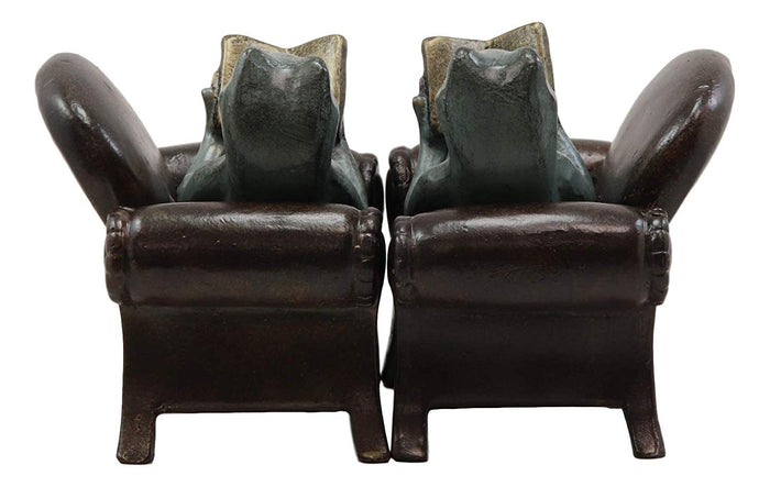Ebros Gift Ebros Whimsical Bookworm Frogs Reading On Sofa Couches Bookends Pair Set Statue 7.5" Wide Garden Pond Frog Themed Decorative Office Study-Room Library Shelves Desktop Figurines