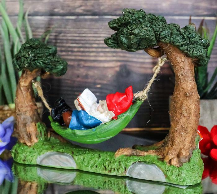 Ebros Gift Ebros Whimsical Bookworm Gnome Sleeping On Hammock By Toadstool Mushrooms Forest Tree Ents Statue 6.5" Wide