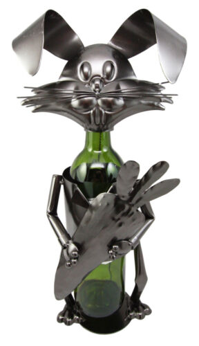 Ebros Gift Ebros Whimsical Bunny Rabbit Holding Giant Carrot Metal Wine Bottle Holder Caddy