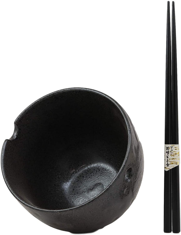 Ebros Gift Ebros Whimsical Ceramic White And Black Owl Ramen Bowl And Chopsticks Set Of 2