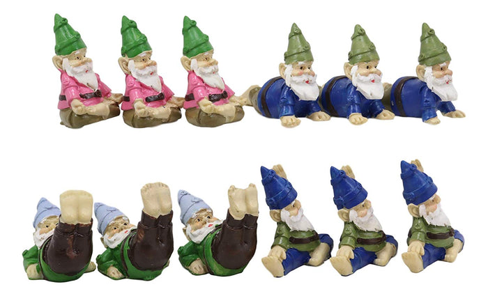 Ebros Gift Ebros Whimsical Fairy Garden Village Nook Stone Walls Planter Landscape With Steps For Miniature Figurines 12.25" Wide (Set Of 12 Mini Yoga Garden Gnomes)