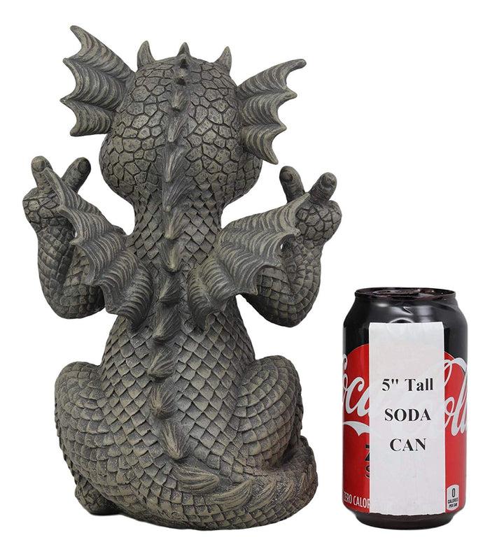 Ebros Gift Ebros Whimsical Garden Dragon With Hippie Peace Sign Gesture Statue 10.5" Tall
