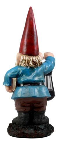Ebros Gift Ebros Whimsical Gnome Holding Book Of Spells Solar LED Lantern Light Statue 17"H