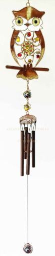 Ebros Gift Ebros Whimsical Hoot Owl Resonant Relaxing Copper Wind Chime Garden Patio