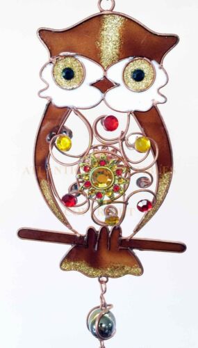Ebros Gift Ebros Whimsical Hoot Owl Resonant Relaxing Copper Wind Chime Garden Patio