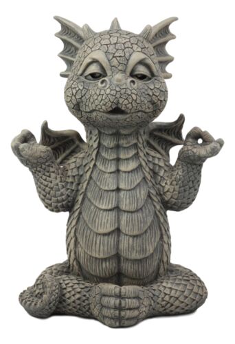 ebros gift Ebros Whimsical Inner Peace Garden Yoga Asana Meditating Dragon Statue Decor Figurine