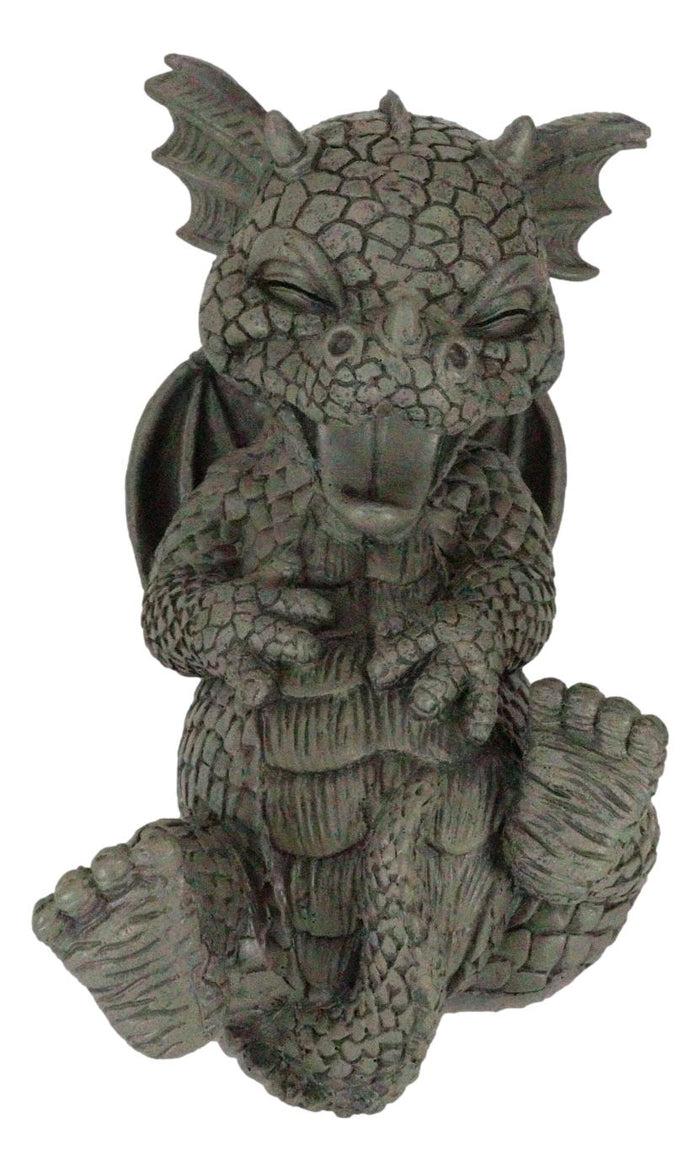 Ebros Gift Ebros Whimsical L.O.L Soul Garden Laughing Out Loud Dragon Statue 7.75" Tall Faux Stone Resin Finish Hilarious LOL Fantasy Animated Dragons Welcome Guest Greeter Decor Figurine
