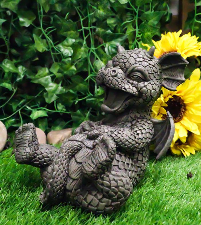 ebros gift Ebros Whimsical L.O.L Soul Garden Laughing Out Loud Dragon Statue 7.75" Tall Faux Stone Resin Finish Hilarious LOL Fantasy Animated Dragons Welcome Guest Greeter Decor Figurine