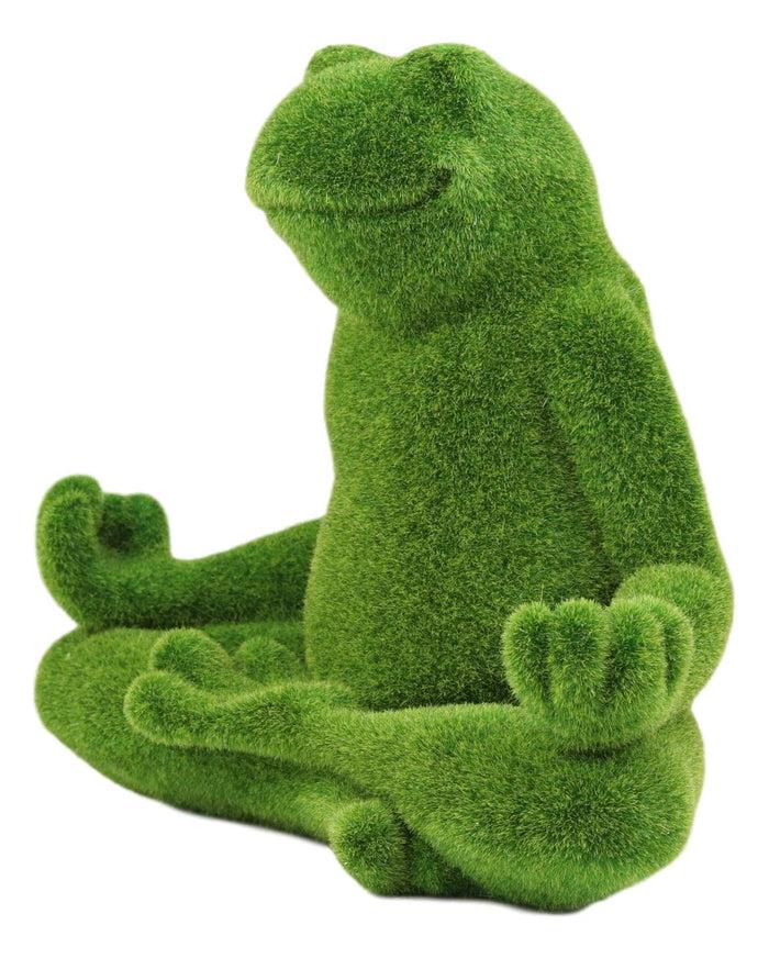 Ebros Gift Ebros Whimsical Meditating Yoga Frog Garden Statue In Flocked Artificial Moss Finish