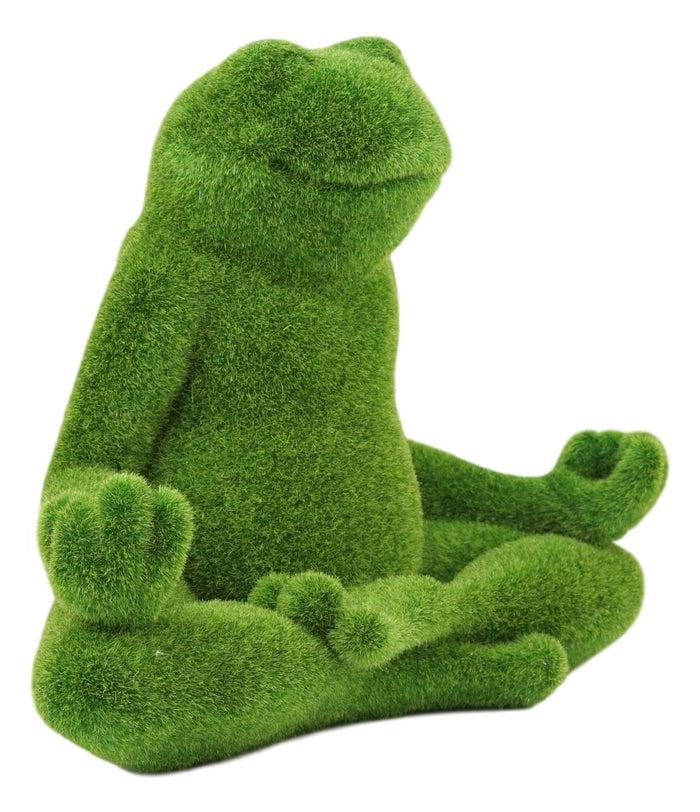 Ebros Gift Ebros Whimsical Meditating Yoga Frog Garden Statue In Flocked Artificial Moss Finish
