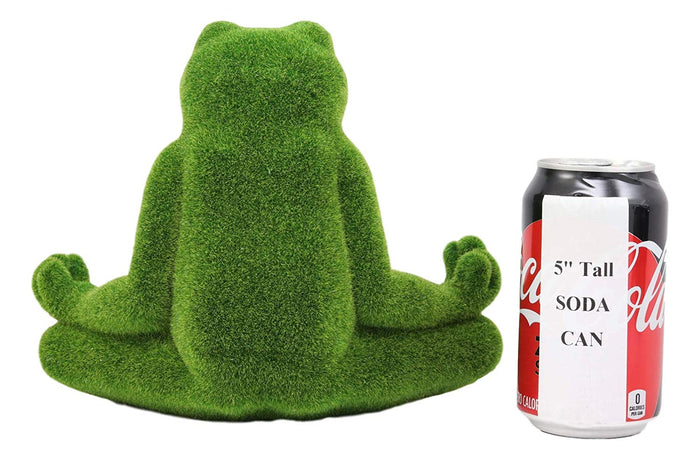 Ebros Gift Ebros Whimsical Meditating Yoga Frog Garden Statue In Flocked Artificial Moss Finish