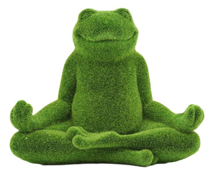 ebros gift Ebros Whimsical Meditating Yoga Frog Garden Statue In Flocked Artificial Moss Finish