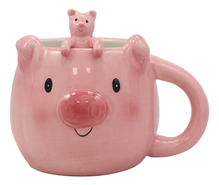 ebros gift Ebros Whimsical Porky Pig Ceramic Coffee Mug With Spoon Set 16oz