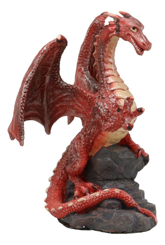 Ebros Gift Ebros Whimsical Red Lava Dragon Climbing On Volcanic Rock Statue 4.25" Tall Dungeons And Dragons Legends Fantasy Home And Garden Accent Decor Sculpture Medieval Renaissance Figurine Collectible