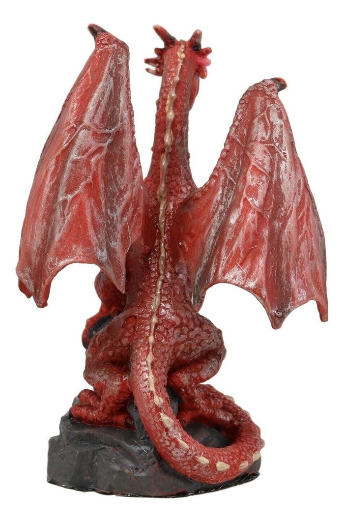 Ebros Gift Ebros Whimsical Red Lava Dragon Climbing On Volcanic Rock Statue 4.25" Tall Dungeons And Dragons Legends Fantasy Home And Garden Accent Decor Sculpture Medieval Renaissance Figurine Collectible