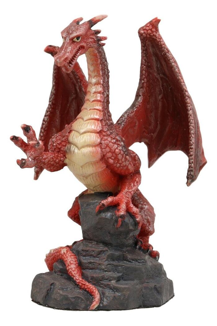 Ebros Gift Ebros Whimsical Red Lava Dragon Climbing On Volcanic Rock Statue 4.25" Tall Dungeons And Dragons Legends Fantasy Home And Garden Accent Decor Sculpture Medieval Renaissance Figurine Collectible