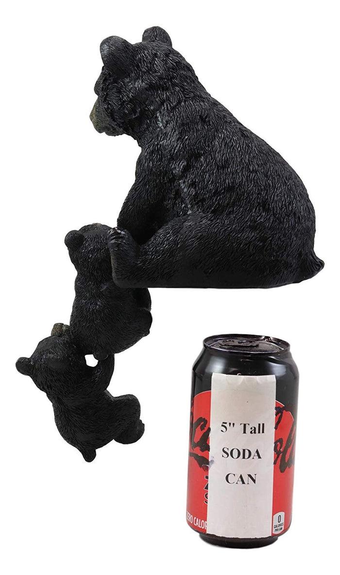 Ebros Gift Ebros Whimsical Rustic Forest Black Mama Bear Pulling 2 Cubs Shelf Sitter Statue 11.75" High Woodland Cabin Lodge Decor Bears Figurine For Mantelpiece Fireplace Shelves Tables Decorative Home Accent