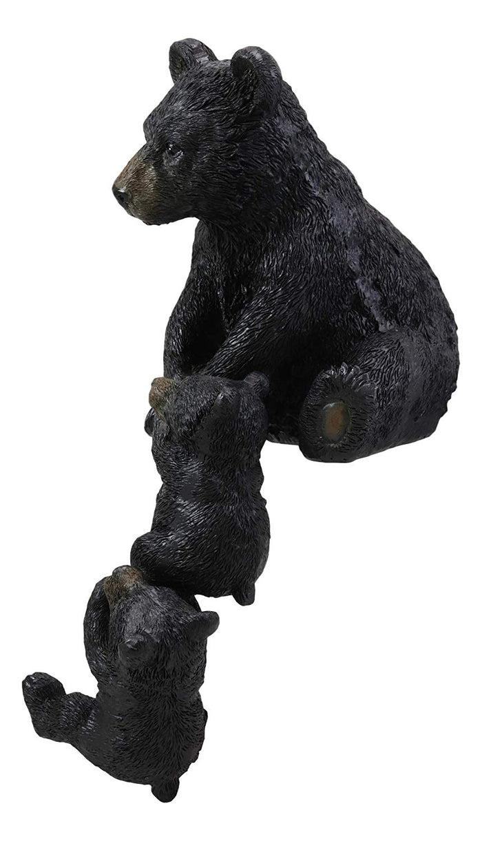 Ebros Gift Ebros Whimsical Rustic Forest Black Mama Bear Pulling 2 Cubs Shelf Sitter Statue 11.75" High Woodland Cabin Lodge Decor Bears Figurine For Mantelpiece Fireplace Shelves Tables Decorative Home Accent