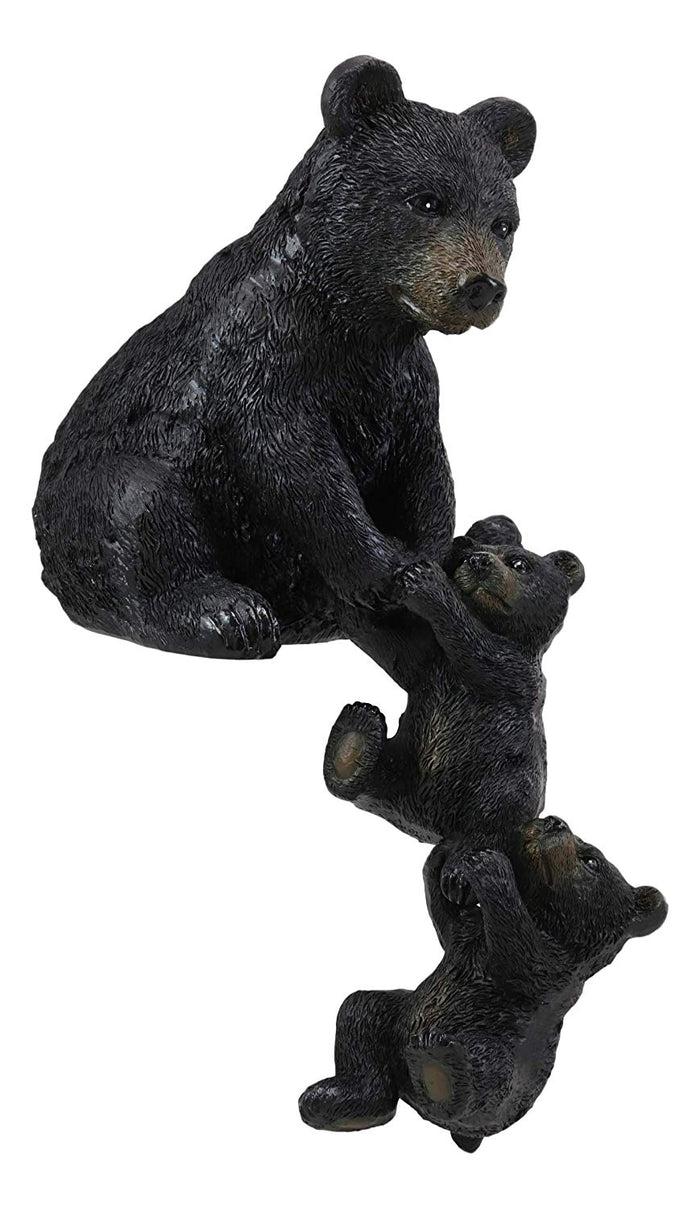 Ebros Gift Ebros Whimsical Rustic Forest Black Mama Bear Pulling 2 Cubs Shelf Sitter Statue 11.75" High Woodland Cabin Lodge Decor Bears Figurine For Mantelpiece Fireplace Shelves Tables Decorative Home Accent