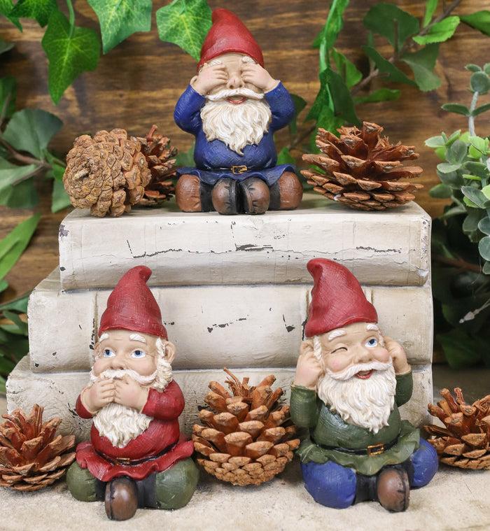ebros gift Ebros Whimsical See Hear Speak No Evil Gnomes Statue 4"H Set Of 3 Wise Gnomes