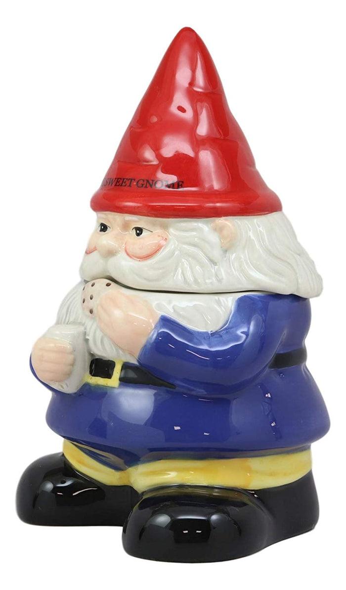 Ebros Gift Ebros Whimsical Sweet Tooth Gnome Ceramic Cookie Jar With Air Tight Lid 9.75"Tall Decorative Kitchen As Decor Storage For Dry Baking Ingredients Goods Knick Knacks