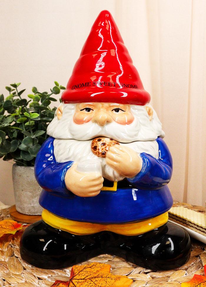 ebros gift Ebros Whimsical Sweet Tooth Gnome Ceramic Cookie Jar With Air Tight Lid 9.75"Tall Decorative Kitchen As Decor Storage For Dry Baking Ingredients Goods Knick Knacks