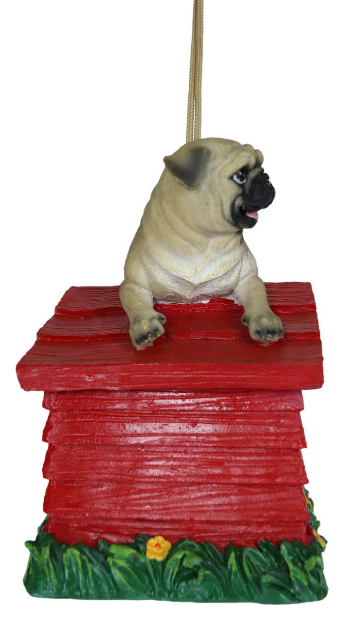 Ebros Gift Ebros Whimsical Teacup Pug On Kennel Or Birdhouse Bird Feeder Hanging Figurine
