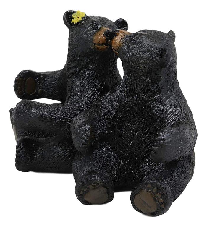 Ebros Gift Ebros Whimsical Valentines Black Bear Couple Kissing Figurine Holder With Glass Salt And Pepper Shakers Romantic Bears Rustic Home And Kitchen Dining Decorative Statue Cabin Lodge Mountainside Decor