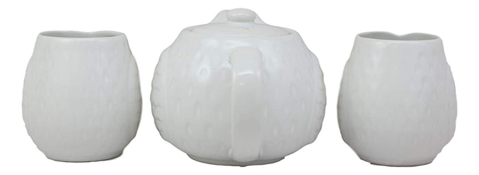 Ebros Gift Ebros Whimsical White Fat Snow Owl Ceramic 16oz Tea Pot With 2 Cups Set Owls Decor