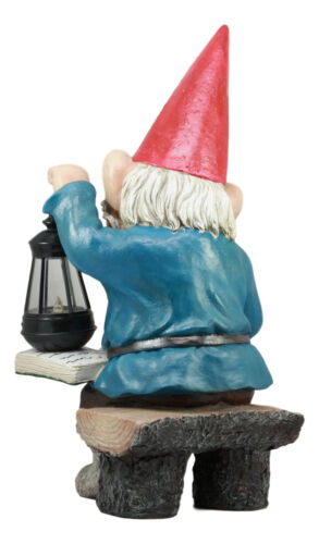 Ebros Gift Ebros Whimsical Wizard Gnome Reading A Spell Book Statue 19"Tall With Solar LED Lantern Courtesy Path Light Sculptural Decor