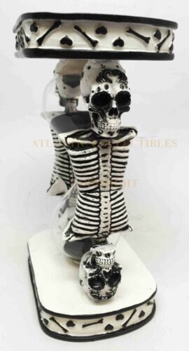 Ebros Gift Ebros White Black Wedding Sugar Skulls Day Of The Dead Sand Timer Skeleton Figurine