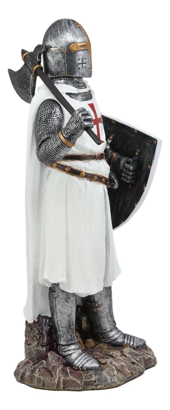 Ebros Gift Ebros White Cloak Caped Medieval Crusader Bardiche Axeman Knight Statue Figurine