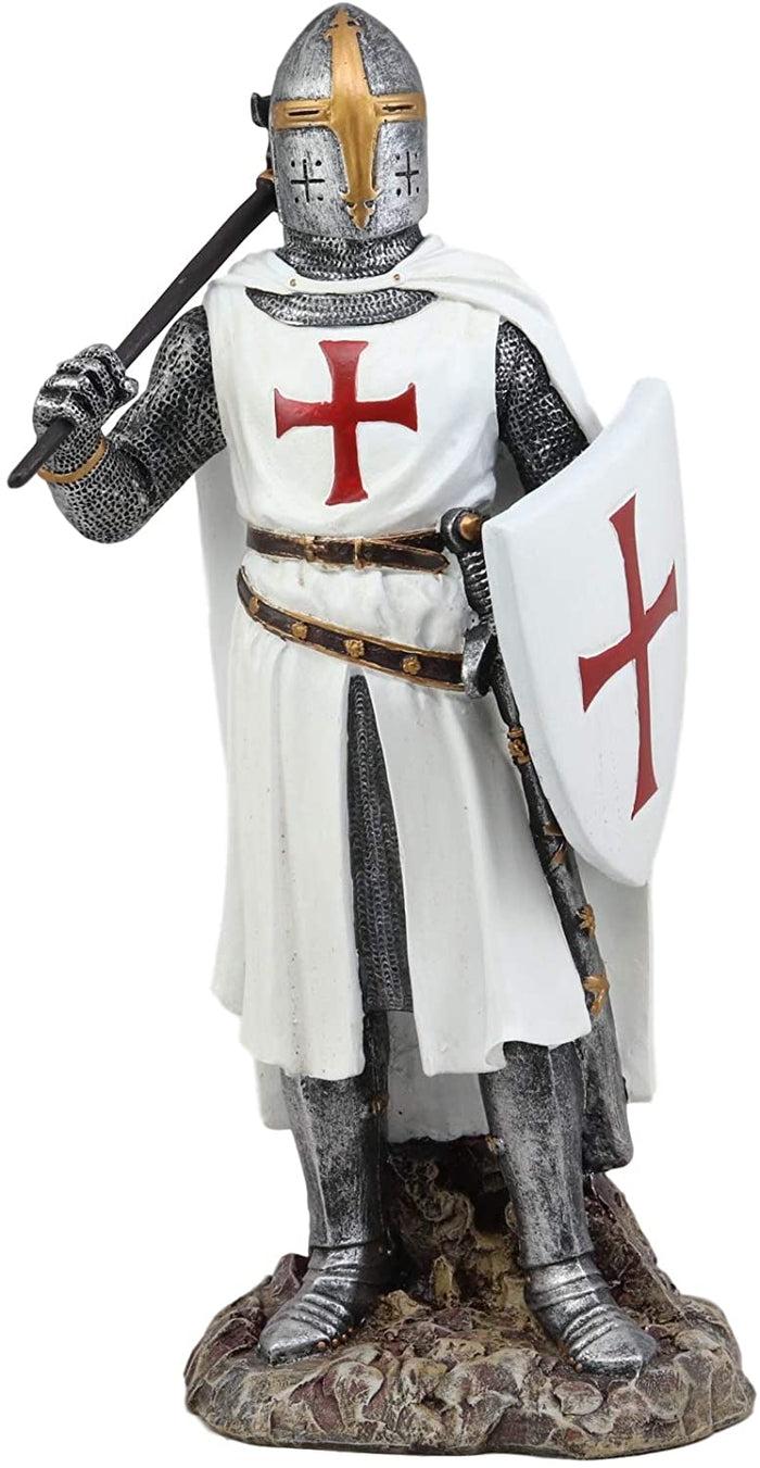 Ebros Gift Ebros White Cloak Caped Medieval Crusader Bardiche Axeman Knight Statue Figurine