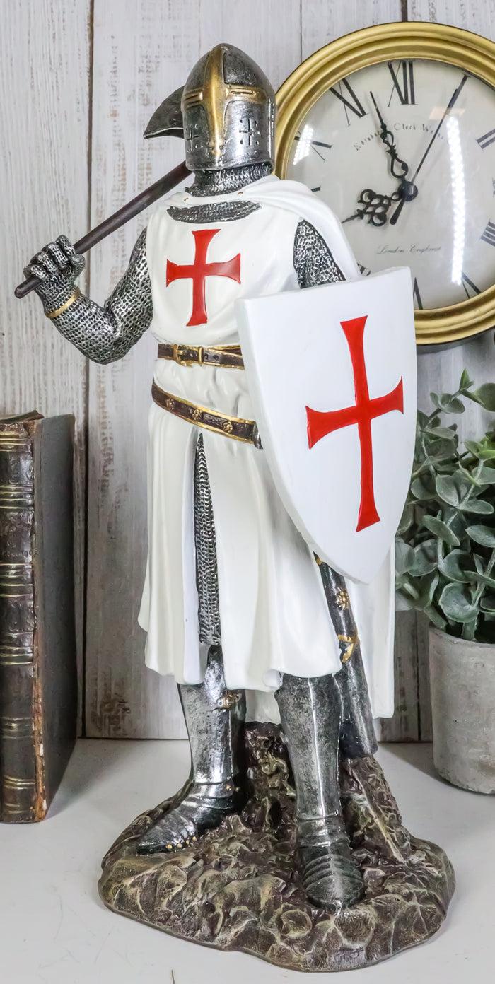 Ebros Gift Ebros White Cloak Caped Medieval Crusader Bardiche Axeman Knight Statue Figurine