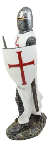 Ebros Gift Ebros White Cloak Caped Medieval Crusader Swordsman Knight Of Christ Figurine 11.5"H