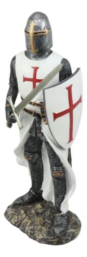 Ebros Gift Ebros White Cloak Caped Medieval Crusader Swordsman Knight Of Christ Figurine 11.5"H