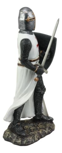 Ebros Gift Ebros White Cloak Caped Medieval Crusader Swordsman Knight Of Christ Figurine 11.5"H