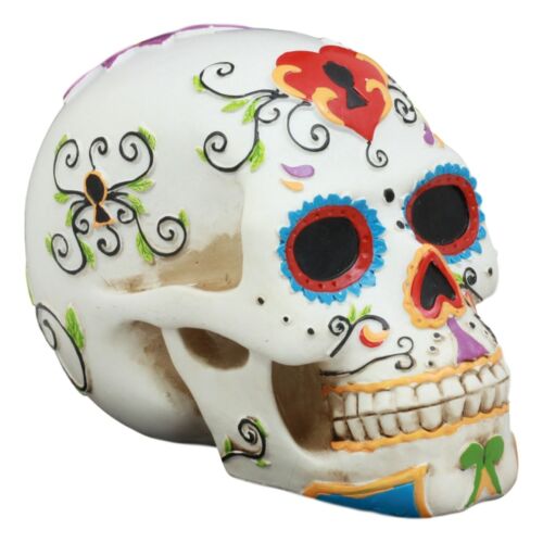 Ebros Gift Ebros White Floral Sunny DOD Sugar Skull Statue Colorful Pastel Resin Figurine
