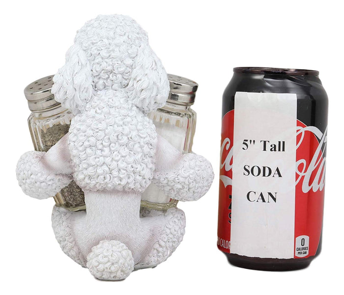 Ebros Gift Ebros White French Poodle Puppy Pet Dog Glass Salt And Pepper Shakers Holder Set
