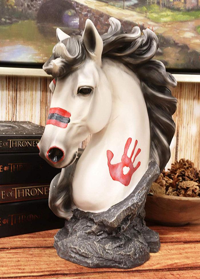 ebros gift Ebros White Horse Head Bust with Hamsa Evil Eye Palm Sculpture 12" Tall Statue