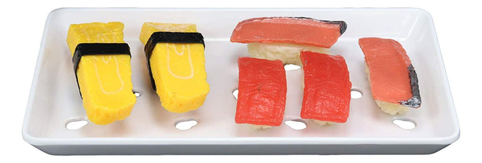Ebros Gift Ebros White Neta Zara Sushi Sashimi Plate With Drip Holes 8.75"L X 5"W PACK OF 2