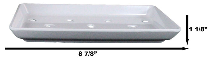 Ebros Gift Ebros White Neta Zara Sushi Sashimi Plate With Drip Holes 8.75"L X 5"W PACK OF 8