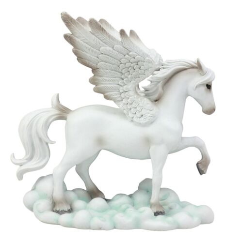 Ebros Gift Ebros White Pegasus Horse Flying Over Clouds Of Olympus Figurine 7" H Greek Mythology Decor Statue For Desk Or Shelf Decorative Sculpture Fantasy Gifts For Girls Women