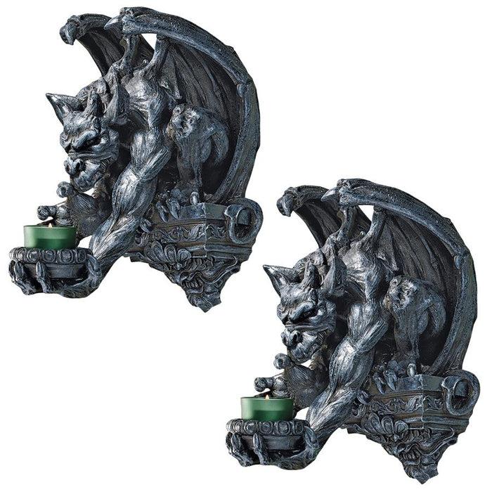 ebros gift Ebros Whitechapel Manor Gargoyle Wall Sconce: Set of Two 12"H Gothic Home Decor