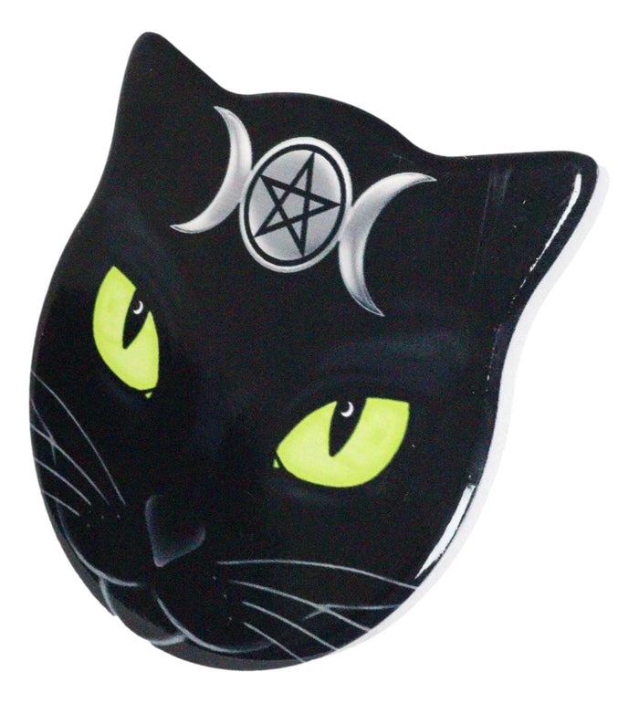 Ebros Gift Ebros Wicca Black Cat Face Triple Moon Goddess Cork Backed Ceramic Coasters 4pcs