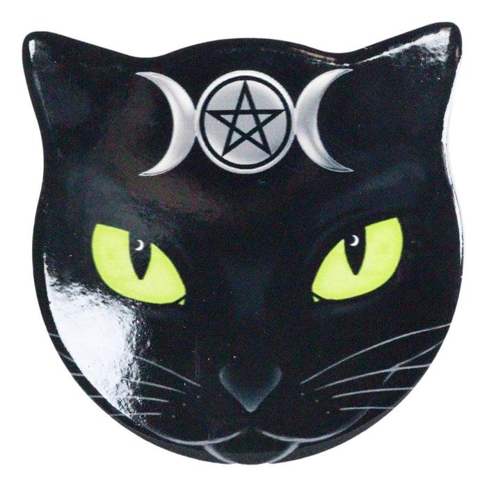 Ebros Gift Ebros Wicca Black Cat Face Triple Moon Goddess Cork Backed Ceramic Coasters 4pcs