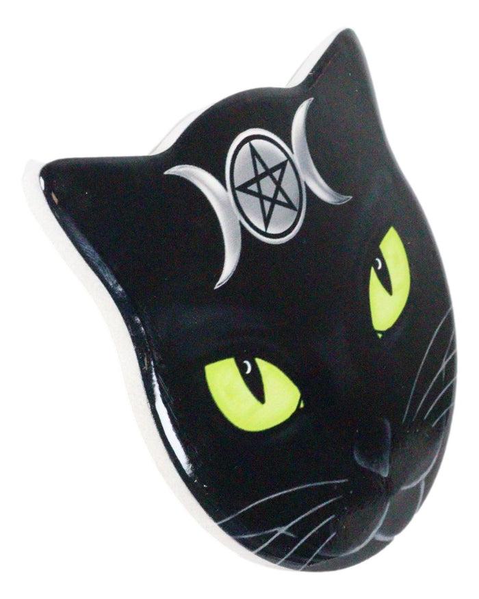 Ebros Gift Ebros Wicca Black Cat Face Triple Moon Goddess Cork Backed Ceramic Coasters 4pcs